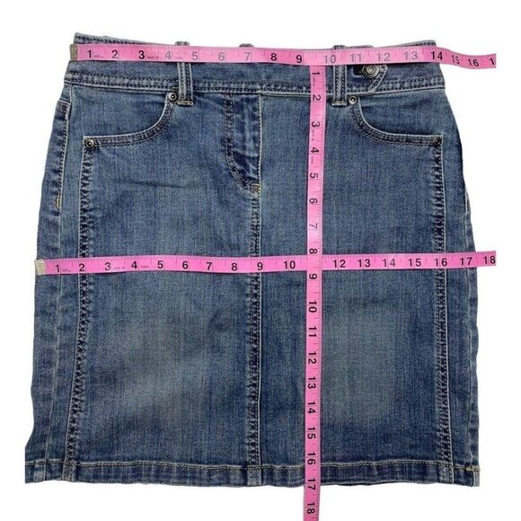 Ann Taylor Blue Jean Straight Pencil Mini Denim Skirt Sz 0P 0 Petite - Picture 4 of 6